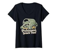 Women's Professional Snack Thief Raccoon Cookie Treats V-Neck T-Shirt