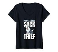 Womens Professional Sock Thief Old English Sheepdog V-Neck T-Shirt