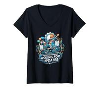 Women's Professionally Asking for Updates Project Management Humor V-Neck T-Shirt