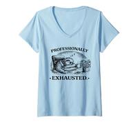 Women's Professionally Exhausted Sloth Office Humor Meme V-Neck T-Shirt