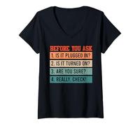 Women's Programmer Before You Ask Funny Technical Support V-Neck T-Shirt