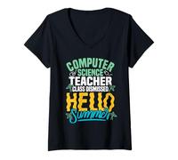 Womens Programmer Computer Summer Computer Science Teacher V-Neck T-Shirt