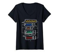Women's Programmer Dad Funny Coding Father Software Developer UK V-Neck T-Shirt