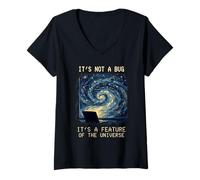 Women's Programmer Van Gogh Coding Humor Bug Feature Database Nerd V-Neck T-Shirt