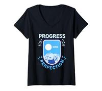 Womens Progress Over Perfection Motivational V-Neck T-Shirt
