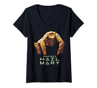 Women's Project Hail Mary Rocky The Alien Distressed Portrait V-Neck T-Shirt