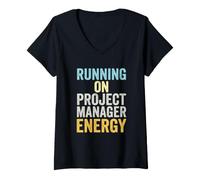 Women's Project Manager Running On PM Energy Agile Leadership V-Neck T-Shirt