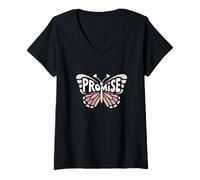 Womens Promise Butterfly - Personalized Cute Name Word Art V-Neck T-Shirt