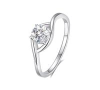Womens Promise Ring, Rings for Me Twisted Design with 0.5ct Round Solitaire Moissanite White Gold Platinum 950 Size J 1/2