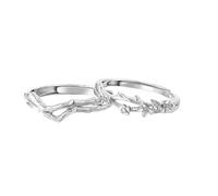 Women'S Promise Rings 925 Silver Ring with Stone Sterling Flower Adjustable Fashion for Couple Sister Graduation Jewelry