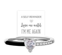 Women's Promise Rings for Women, Love Me Until I'm Me Again Ring Self Love Yourself Rings for Mom Mama Daughter Couple Wife Gifts with Cubic Zircon Black Heart Ring, Cubic Zirconia, Cubic Zirconia