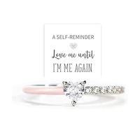 Women's Promise Rings for Women, Love Me Until I'm Me Again Ring Self Love Yourself Rings for Mom Mama Daughter Couple Wife Gifts with Cubic Zircon Black Heart Ring, Cubic Zirconia, Cubic Zirconia