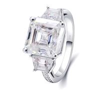 Women's Promise Rings, Pretty Rings for Women Square Shape Moissanite 5ct 14K White Gold Size R 1/2