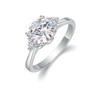 Women's Promise Rings, Women's Ring with 8mm Moissanite 2ct 18K White Gold Size U 1/2