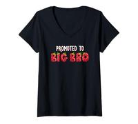 Womens Promoted To Big Bro Strawberry First Birthday Family Party V-Neck T-Shirt