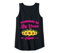Womens Promoted to Big Cousin Again Sunflower Baby Announcement Tank Top
