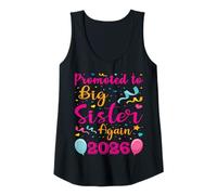 Womens Promoted To Big Sister Again 2026 Baby Announcement Sibling Tank Top
