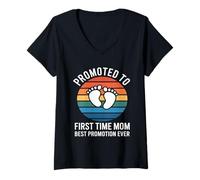 Women's Promoted to First Time Mom Best Promotion Ever V-Neck T-Shirt