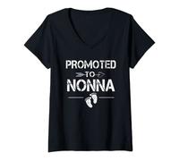 Womens Promoted To Nonna Italian Baby Announcement Grandma V-Neck T-Shirt