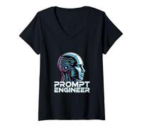 Womens Prompt Engineer AI Programming Prompt Builder Tech V-Neck T-Shirt