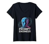 Womens Prompt Engineer Artificial Intelligence Coding Tech V-Neck T-Shirt