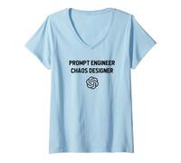 Womens Prompt Engineer Chaos Designer - Funny AI Engineering V-Neck T-Shirt