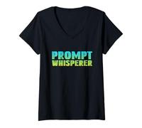 Womens Prompt Whisperer - Geeky Tech AI Artificial Intelligence V-Neck T-Shirt