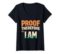 Women's Proof Therefore I Am Sourdough Baker Funny Philosophy V-Neck T-Shirt