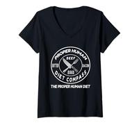 Womens Proper Human Diet Compass- Carnivore V-Neck T-Shirt