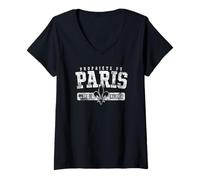 Womens Property of Paris City of Light in French Distressed V-Neck T-Shirt