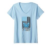 Womens Prostate Cancer Awareness Fight Animal Flag V-Neck T-Shirt
