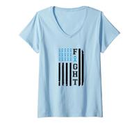 Womens Prostate Cancer Awareness Fight Flag V-Neck T-Shirt