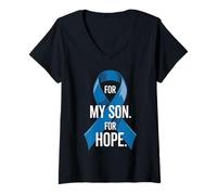 Women's Prostate Cancer Awareness for My Son for Hope V-Neck T-Shirt