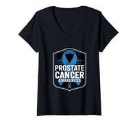 Women's Prostate Cancer Awareness Ribbon Support V-Neck T-Shirt