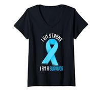Womens Prostate Cancer I Am Strong Prostate Cancer Awareness V-Neck T-Shirt