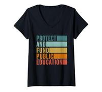 Womens Protect and Fund Public Education Public Teachers Schools V-Neck T-Shirt