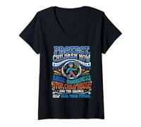 Women's Protect Children Now Stop Child Abuse Awareness Retro V-Neck T-Shirt