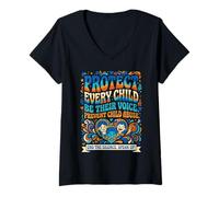 Women's Protect Every Child Be Their Voice Child Abuse Prevention V-Neck T-Shirt