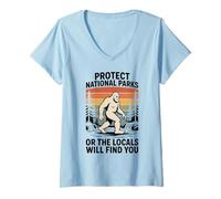 Women's Protect National Parks Bigfoot Outdoors Adventure Lover Tee V-Neck T-Shirt