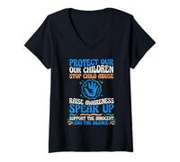 Women's Protect Our Children Stop Child Abuse Advocate Support V-Neck T-Shirt