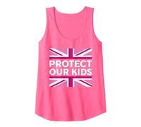 Womens Protect Our Kids, Pink Union Jack Flag Ladies United Kingdom Tank Top