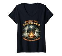 Women's Protect Our National Parks or We'll Haunt Your Backyard V-Neck T-Shirt