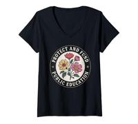 Women's Protect Public Education and Defend All Great Teachers V-Neck T-Shirt