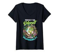 Women's Protect The Planet It's Our Responsibility V-Neck T-Shirt