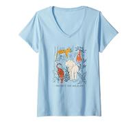 Womens Protect The Wildlife Botanical Chart Shirt Endangered Animal V-Neck T-Shirt