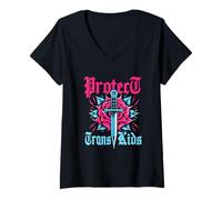 Womens Protect Trans Kids Knife LGBTQ Rose Ally Trans Pride Flag V-Neck T-Shirt
