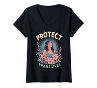 Womens Protect Trans Lives Trans Women Transgender V-Neck T-Shirt