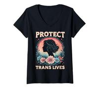 Womens Protect Trans Lives Trans Women Transgender V-Neck T-Shirt