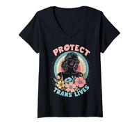 Womens Protect Trans Lives Trans Women Transgender V-Neck T-Shirt