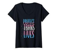 Womens Protect Trans Lives Transgender Right Activist Trans Ally V-Neck T-Shirt